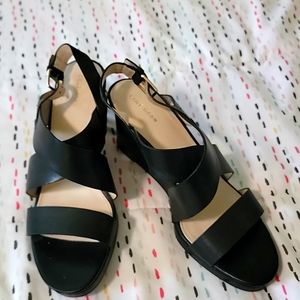 Cole Haan 11 black leather wedge, never worn